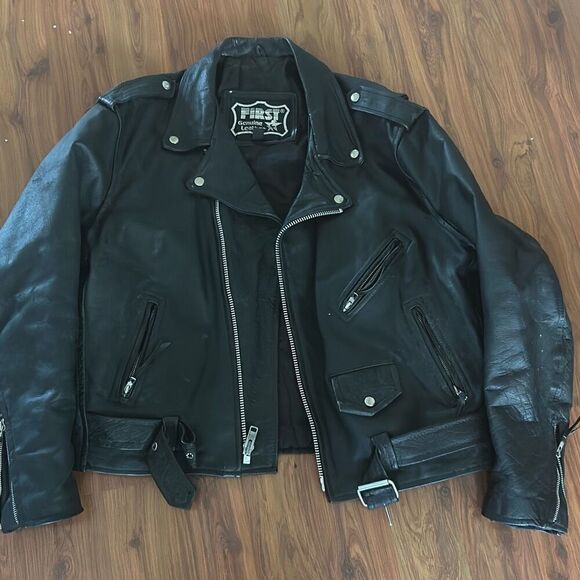 Harley Davidson Black leather Moto jacket. Medium - Picture 7 of 8